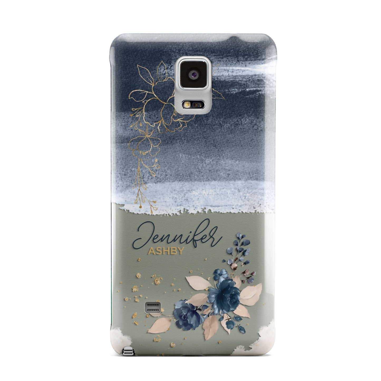Personalised Blue Pink Watercolour Samsung Galaxy Note 4 Case