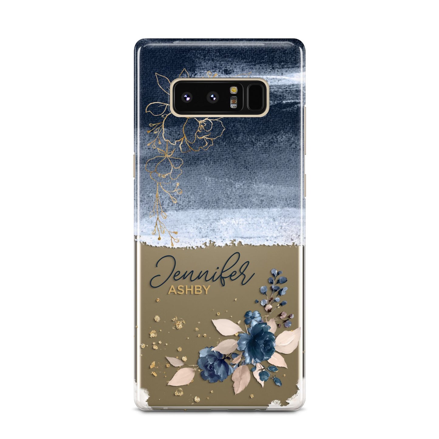 Personalised Blue Pink Watercolour Samsung Galaxy Note 8 Case
