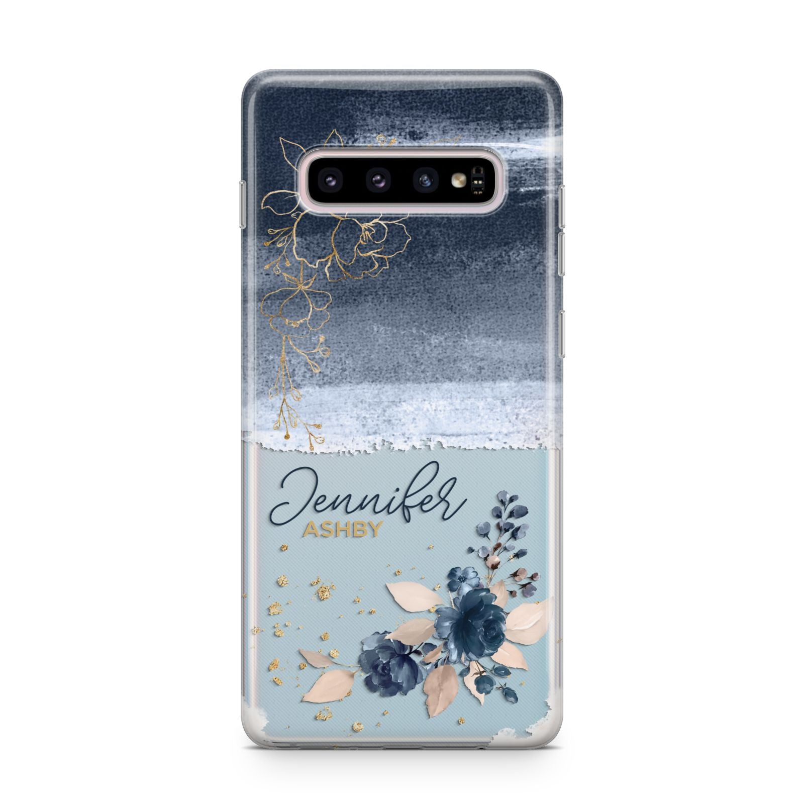 Personalised Blue Pink Watercolour Samsung Galaxy S10 Plus Case