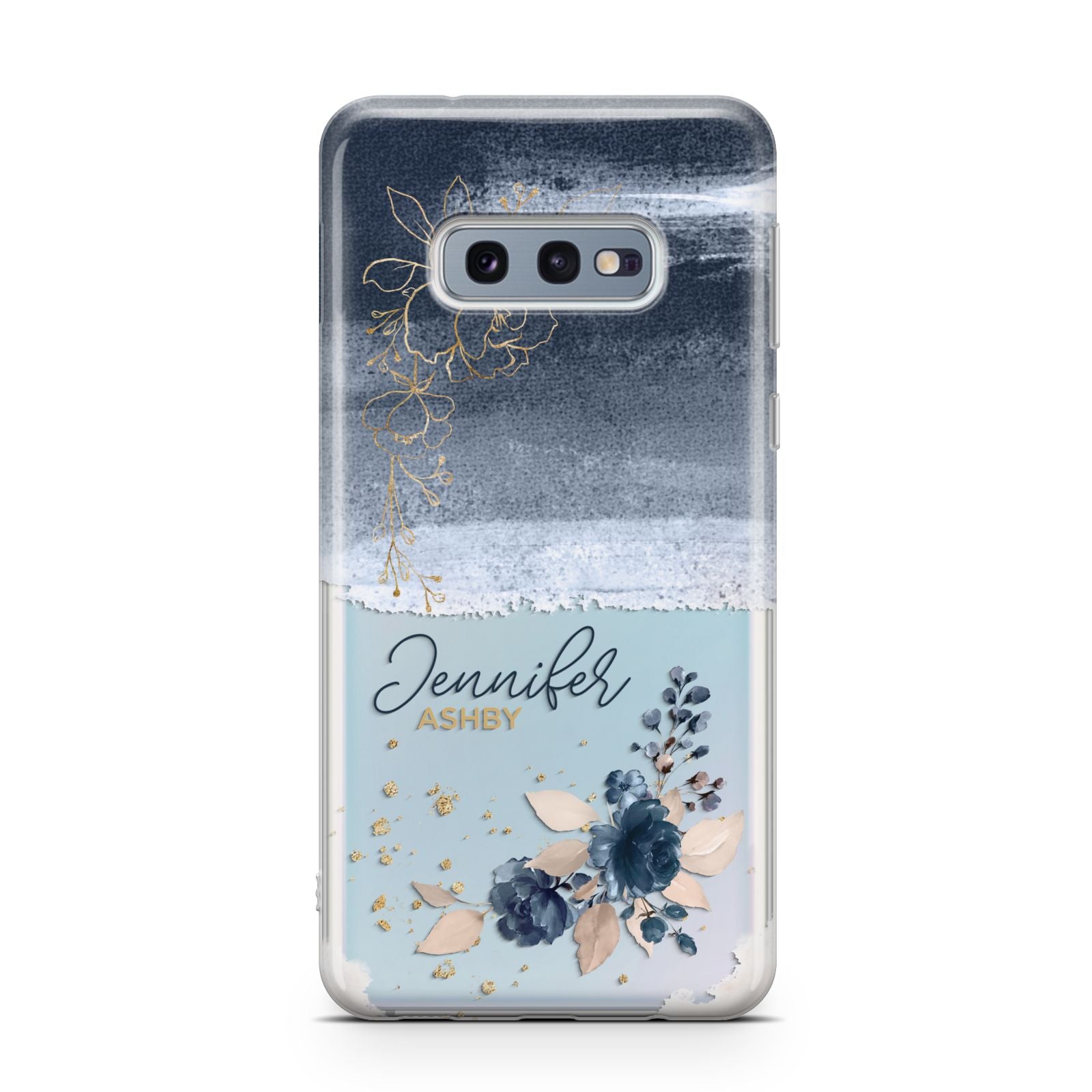 Personalised Blue Pink Watercolour Samsung Galaxy S10E Case