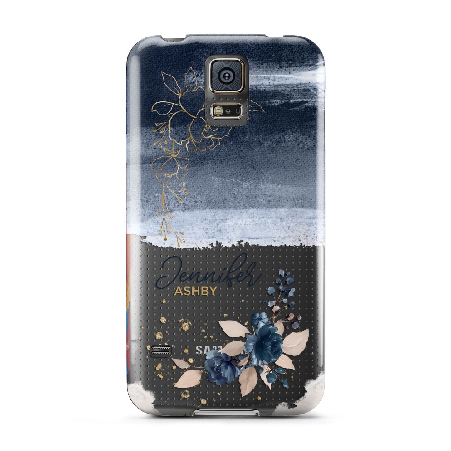 Personalised Blue Pink Watercolour Samsung Galaxy S5 Case