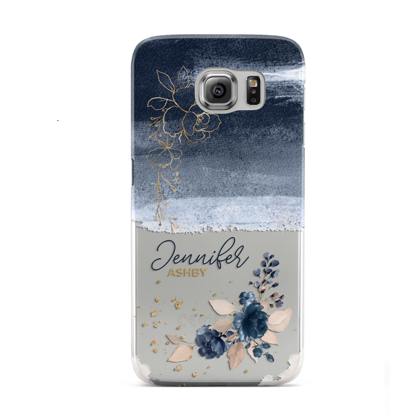 Personalised Blue Pink Watercolour Samsung Galaxy S6 Case