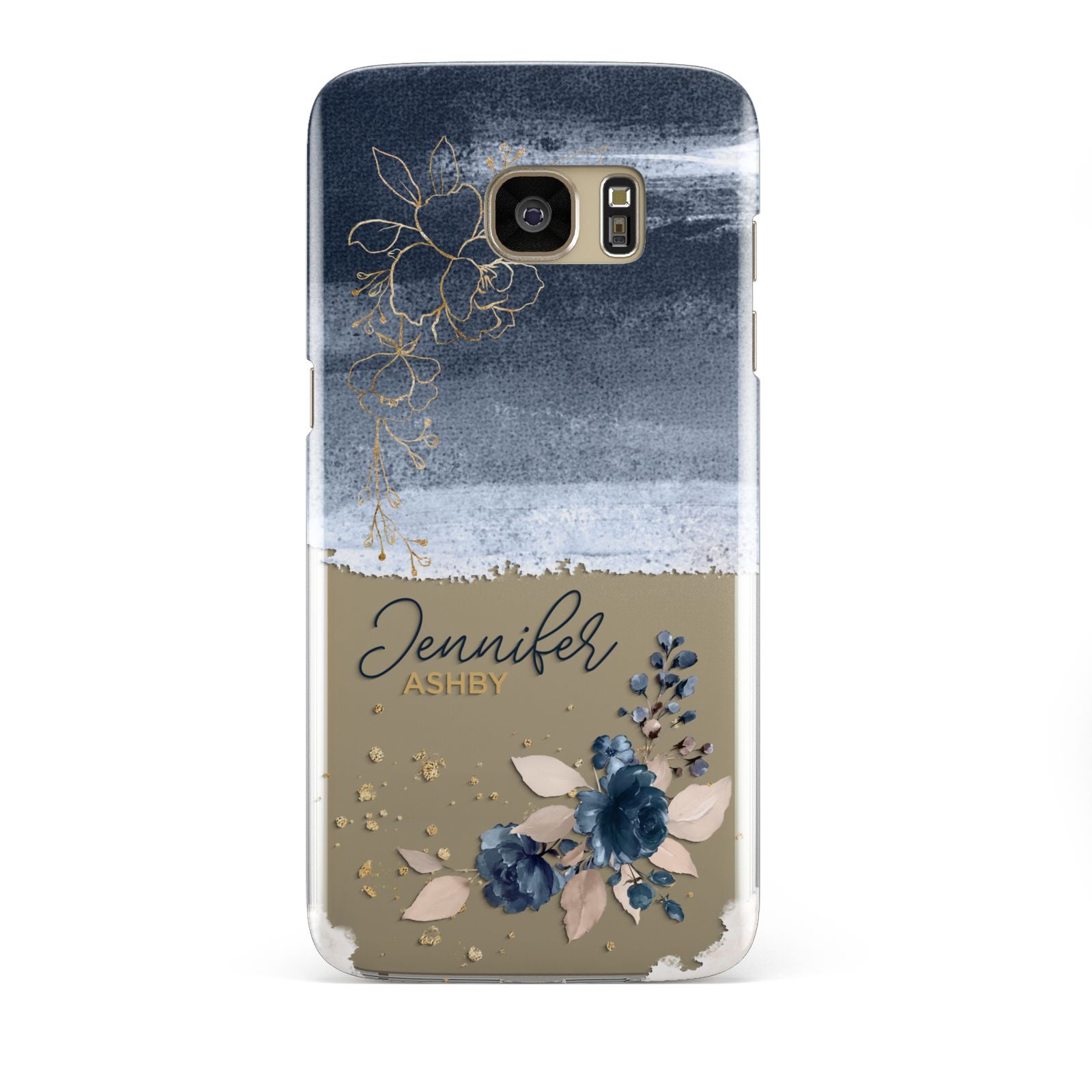 Personalised Blue Pink Watercolour Samsung Galaxy S7 Edge Case