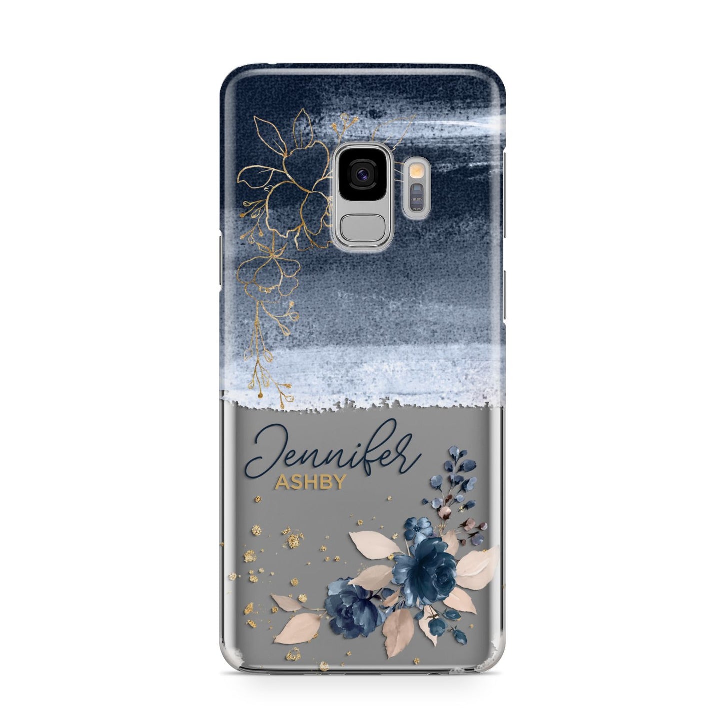 Personalised Blue Pink Watercolour Samsung Galaxy S9 Case