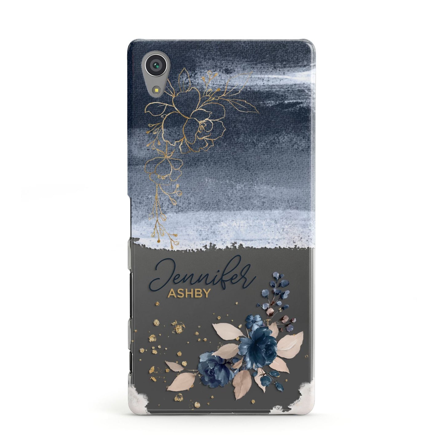 Personalised Blue Pink Watercolour Sony Xperia Case
