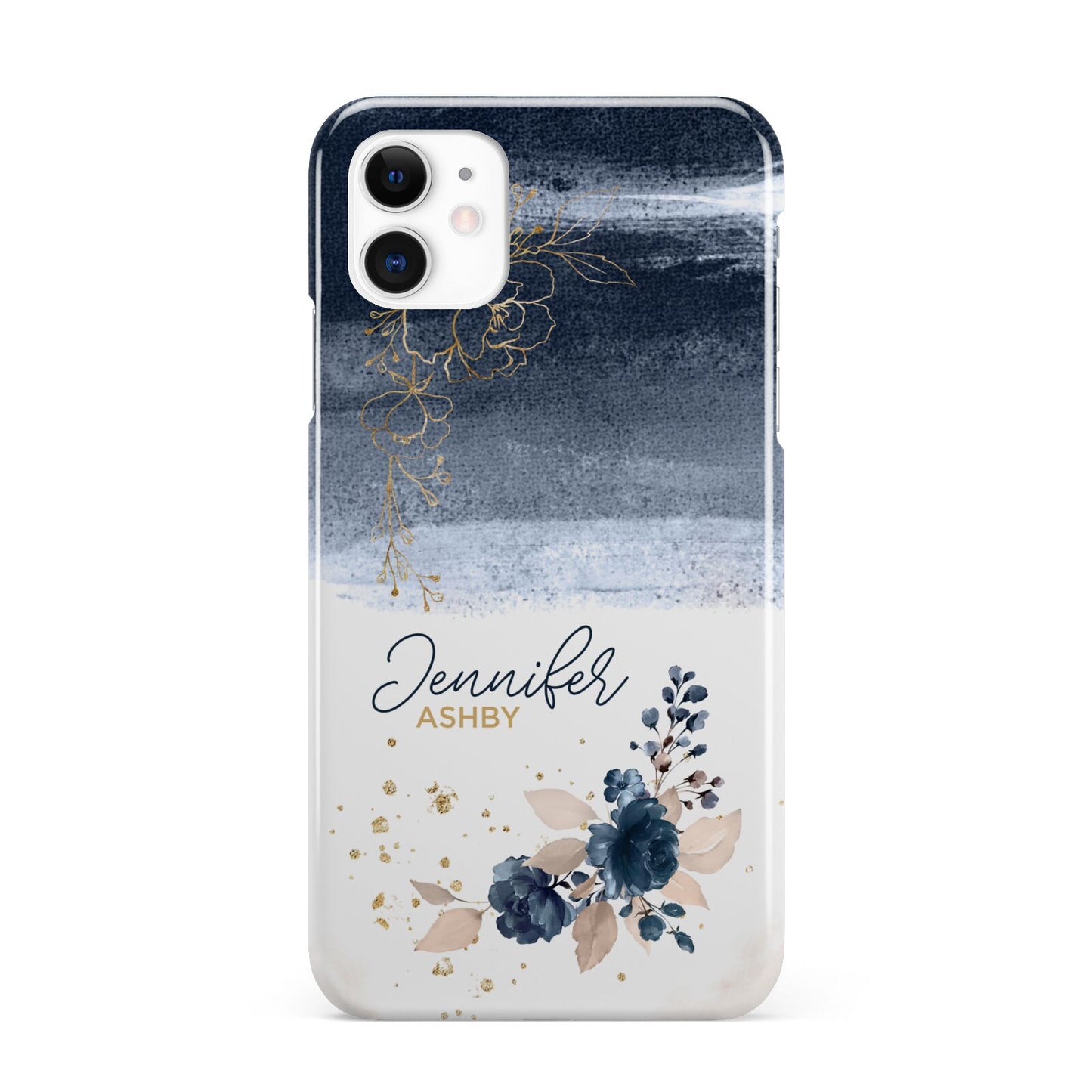 Personalised Blue Pink Watercolour iPhone 11 3D Snap Case