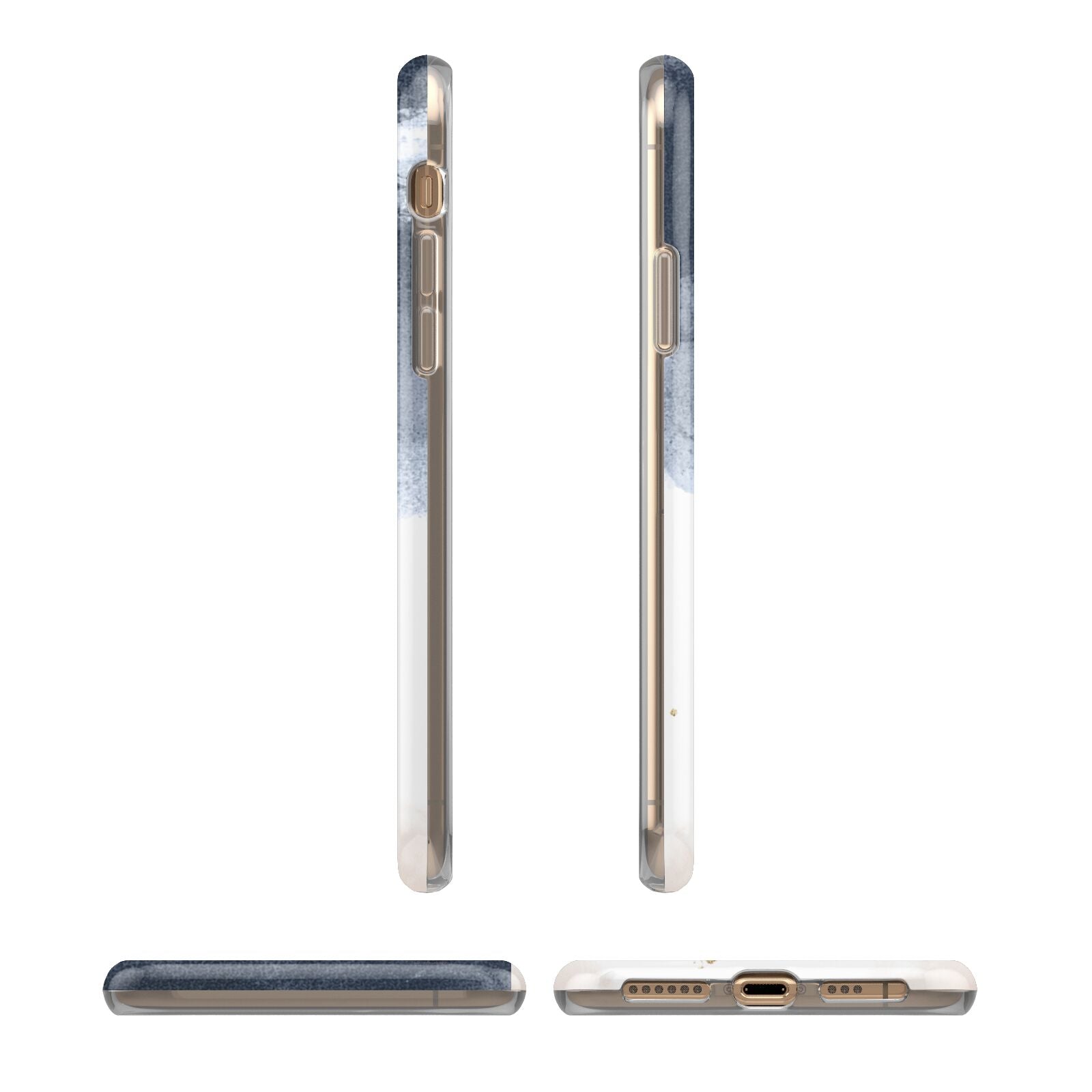 Personalised Blue Pink Watercolour iPhone 11 3D Tough Case Angle Images