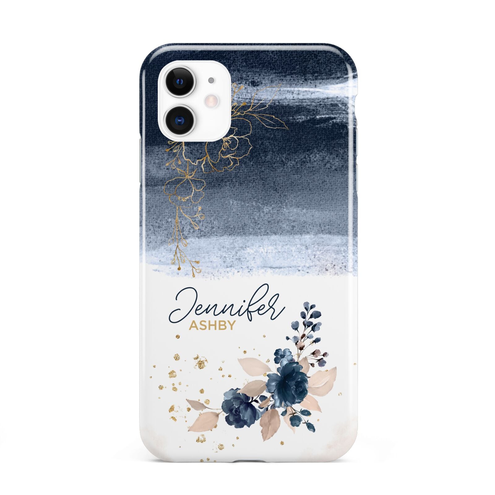 Personalised Blue Pink Watercolour iPhone 11 3D Tough Case