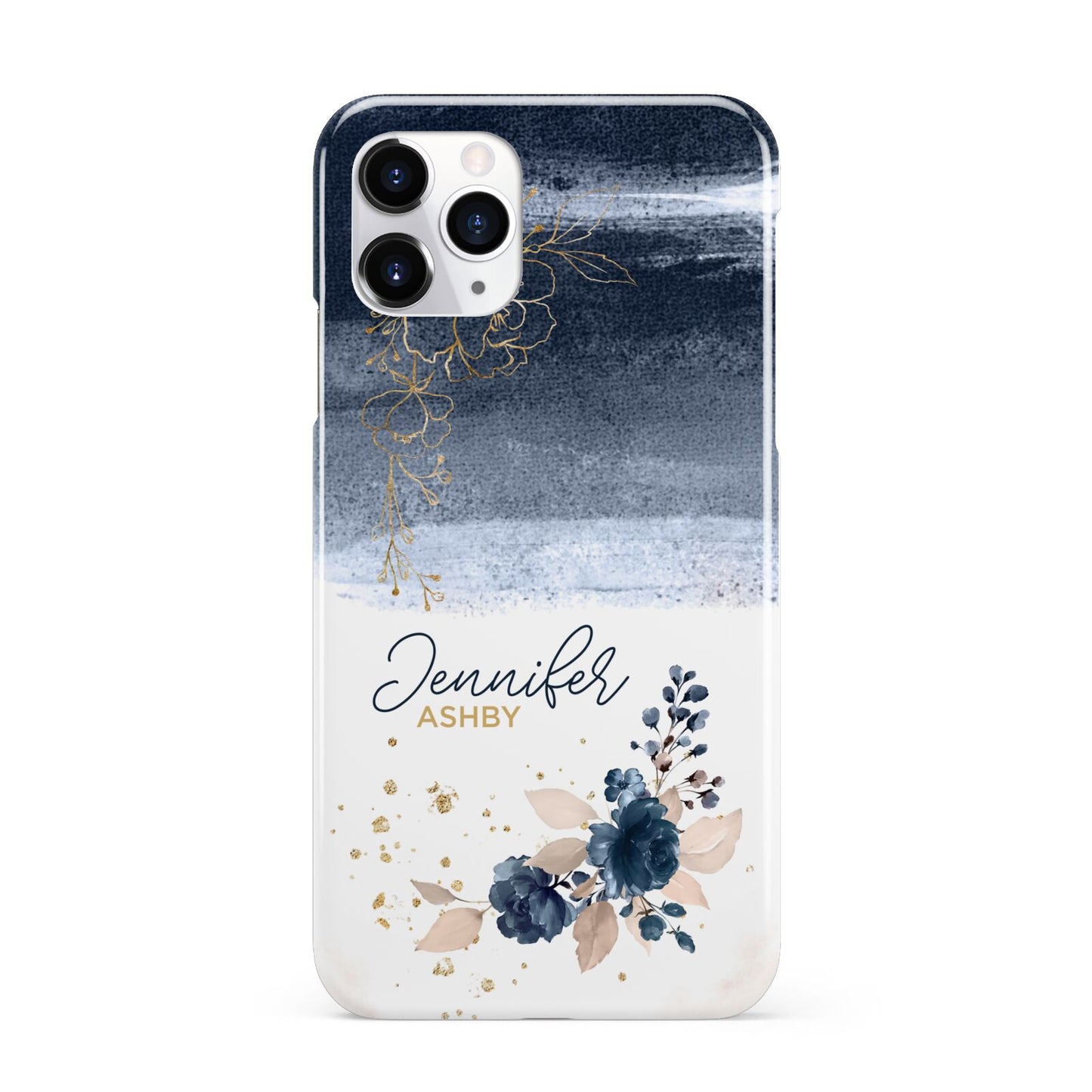 Personalised Blue Pink Watercolour iPhone 11 Pro 3D Snap Case