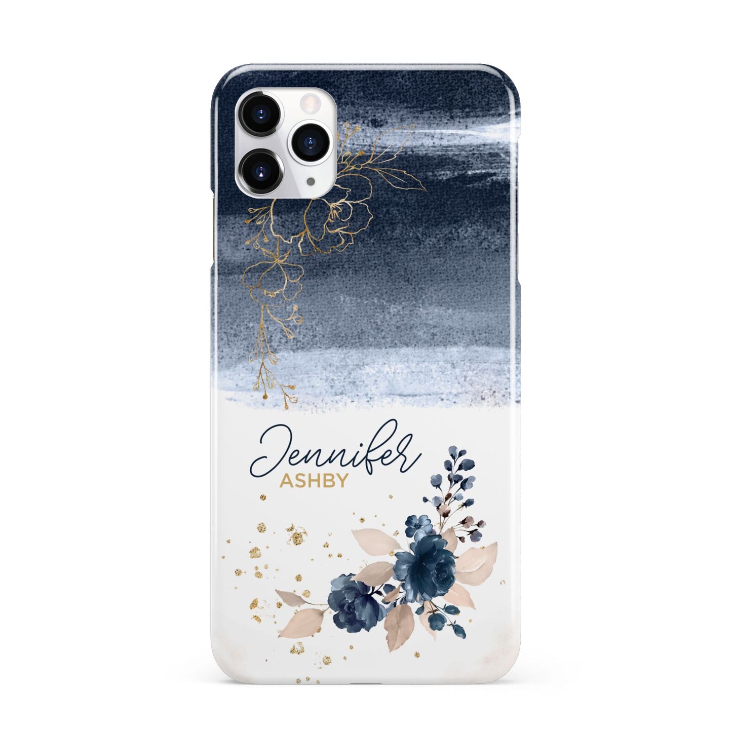 Personalised Blue Pink Watercolour iPhone 11 Pro Max 3D Snap Case