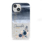 Personalised Blue Pink Watercolour iPhone 13 Mini Clear Bumper Case