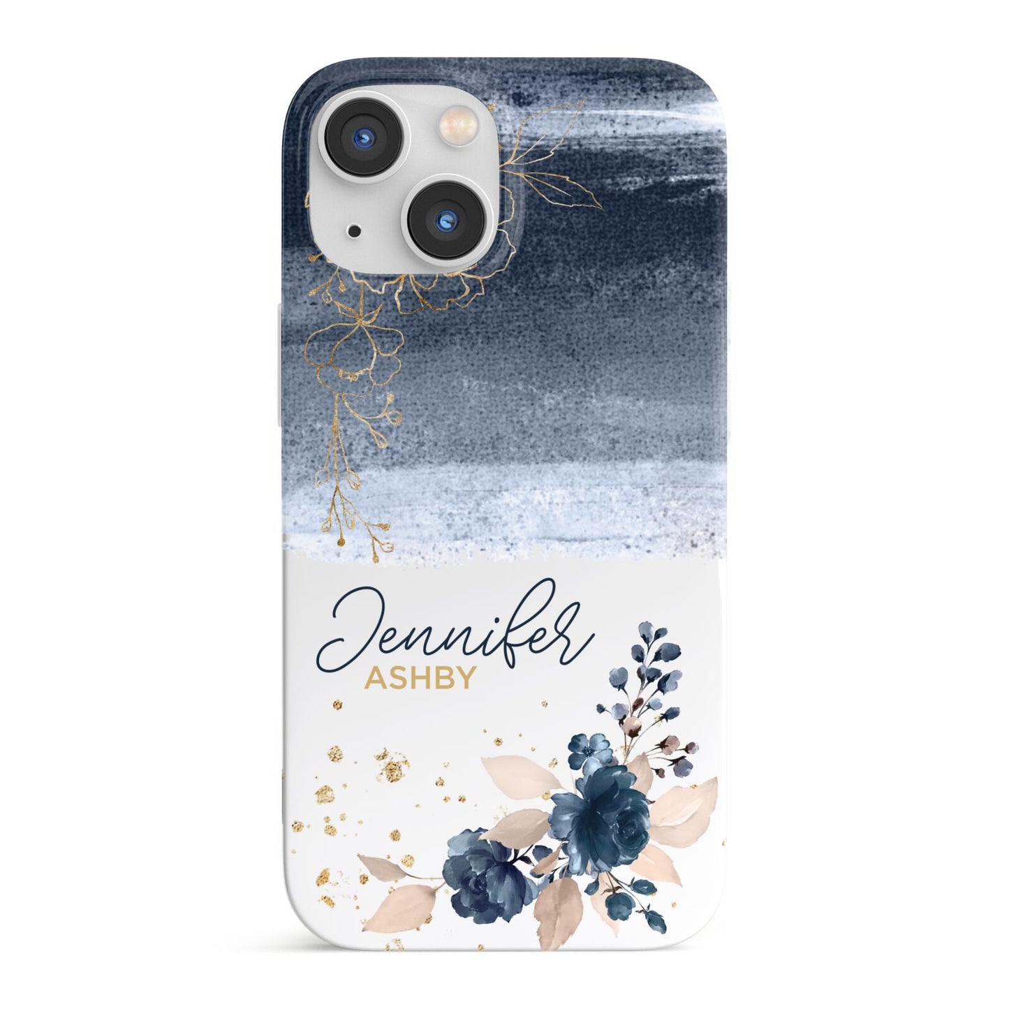 Personalised Blue Pink Watercolour iPhone 13 Mini Full Wrap 3D Snap Case