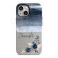 Personalised Blue Pink Watercolour iPhone 13 Mini Full Wrap 3D Tough Case