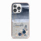 Personalised Blue Pink Watercolour iPhone 13 Pro TPU Impact Case with Pink Edges