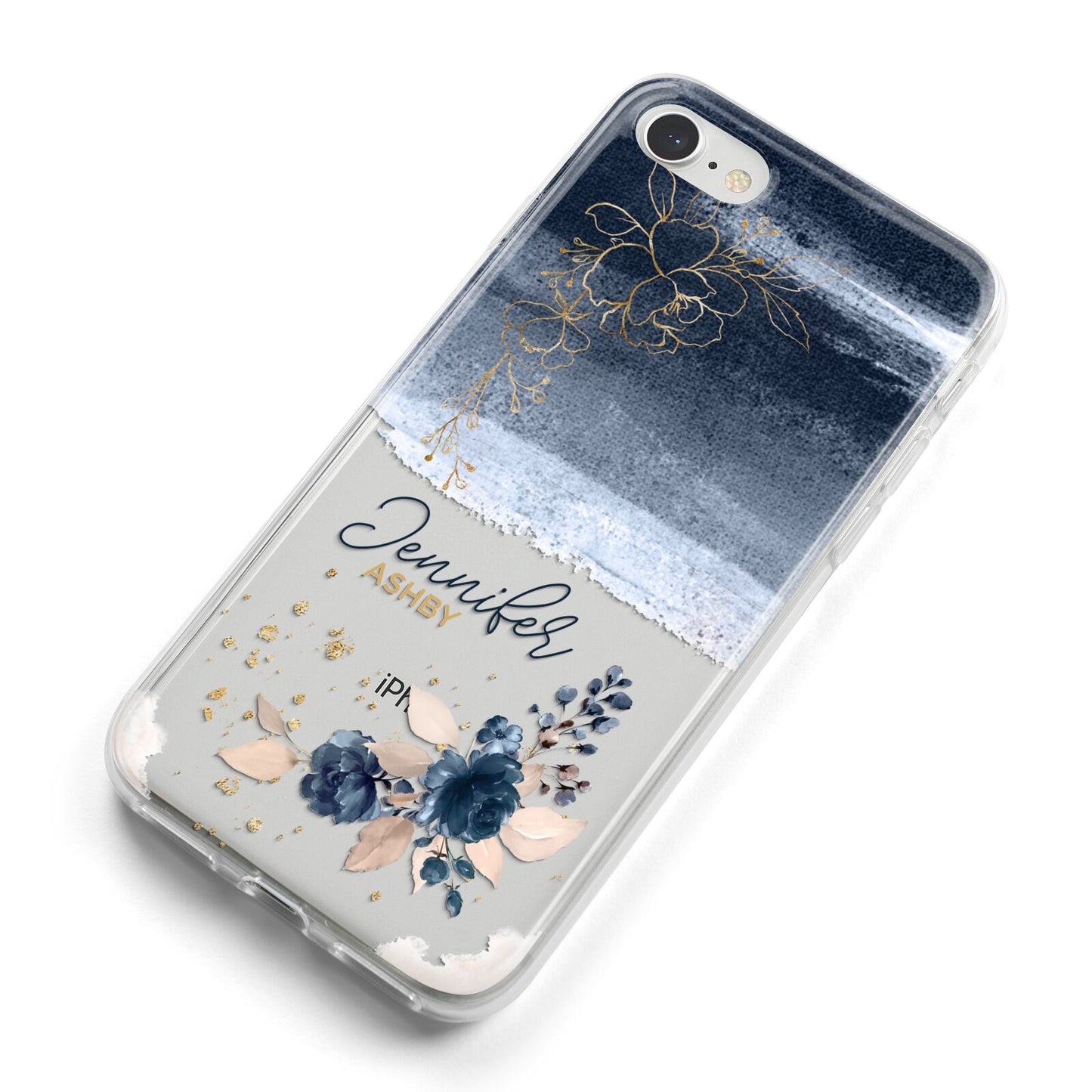 Personalised Blue Pink Watercolour iPhone 8 Bumper Case on Silver iPhone Alternative Image