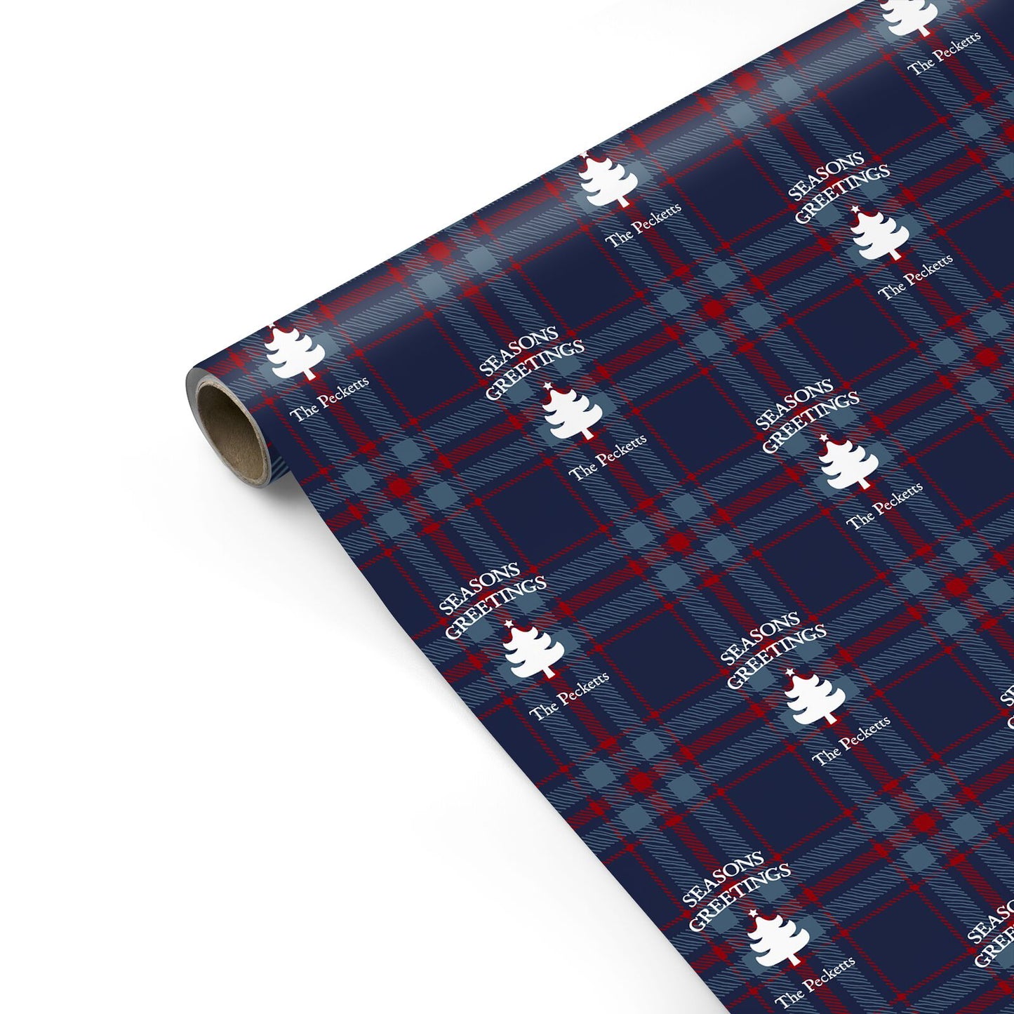 Personalised Blue Plaid Personalised Gift Wrap