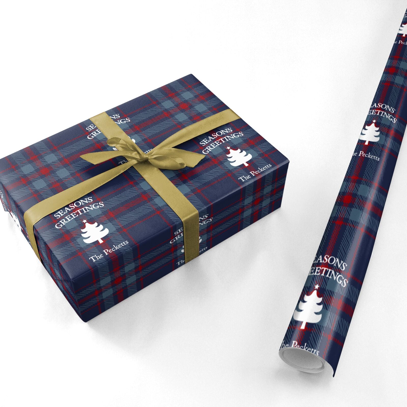 Personalised Blue Plaid Personalised Wrapping Paper
