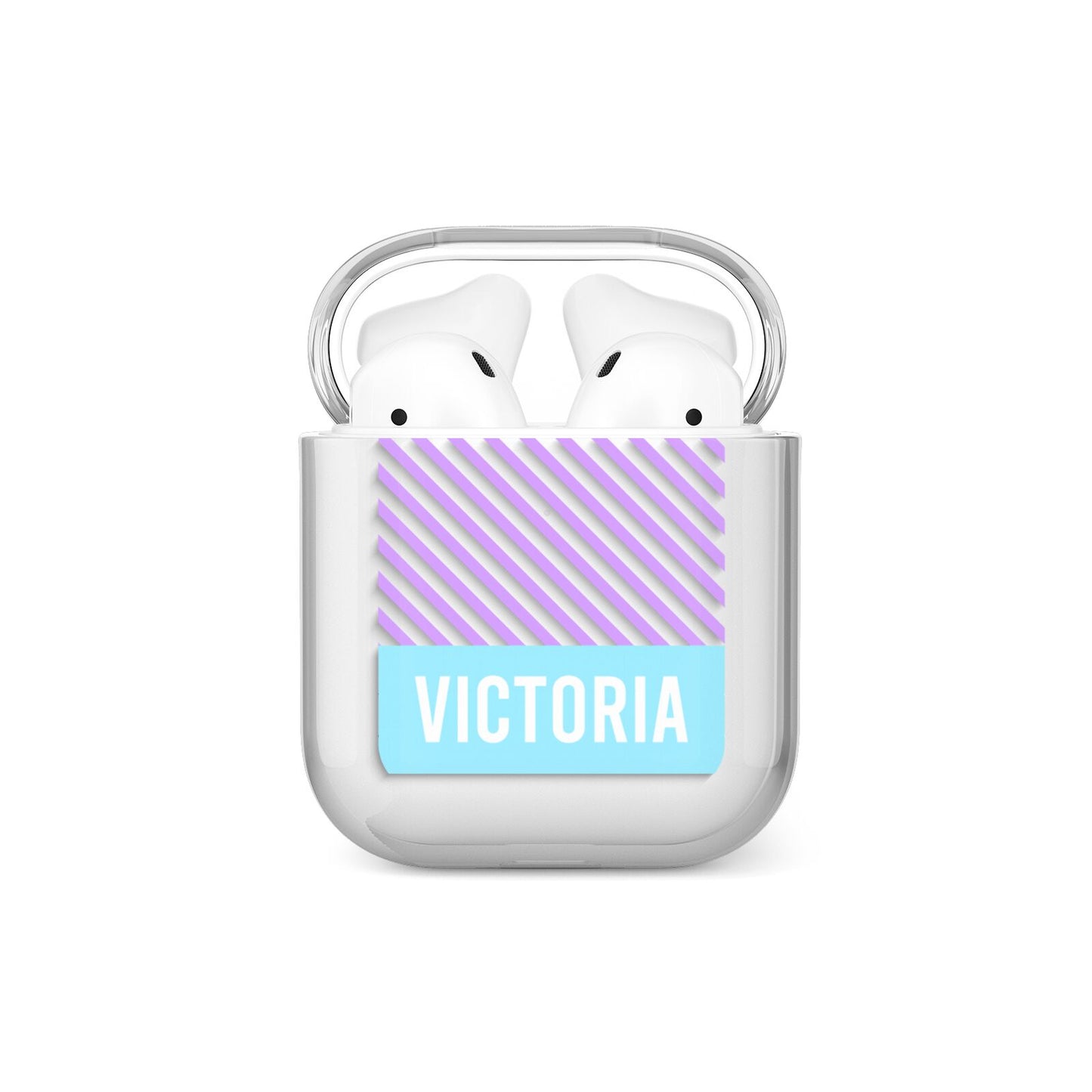 Personalised Blue Purple Stripes AirPods Case