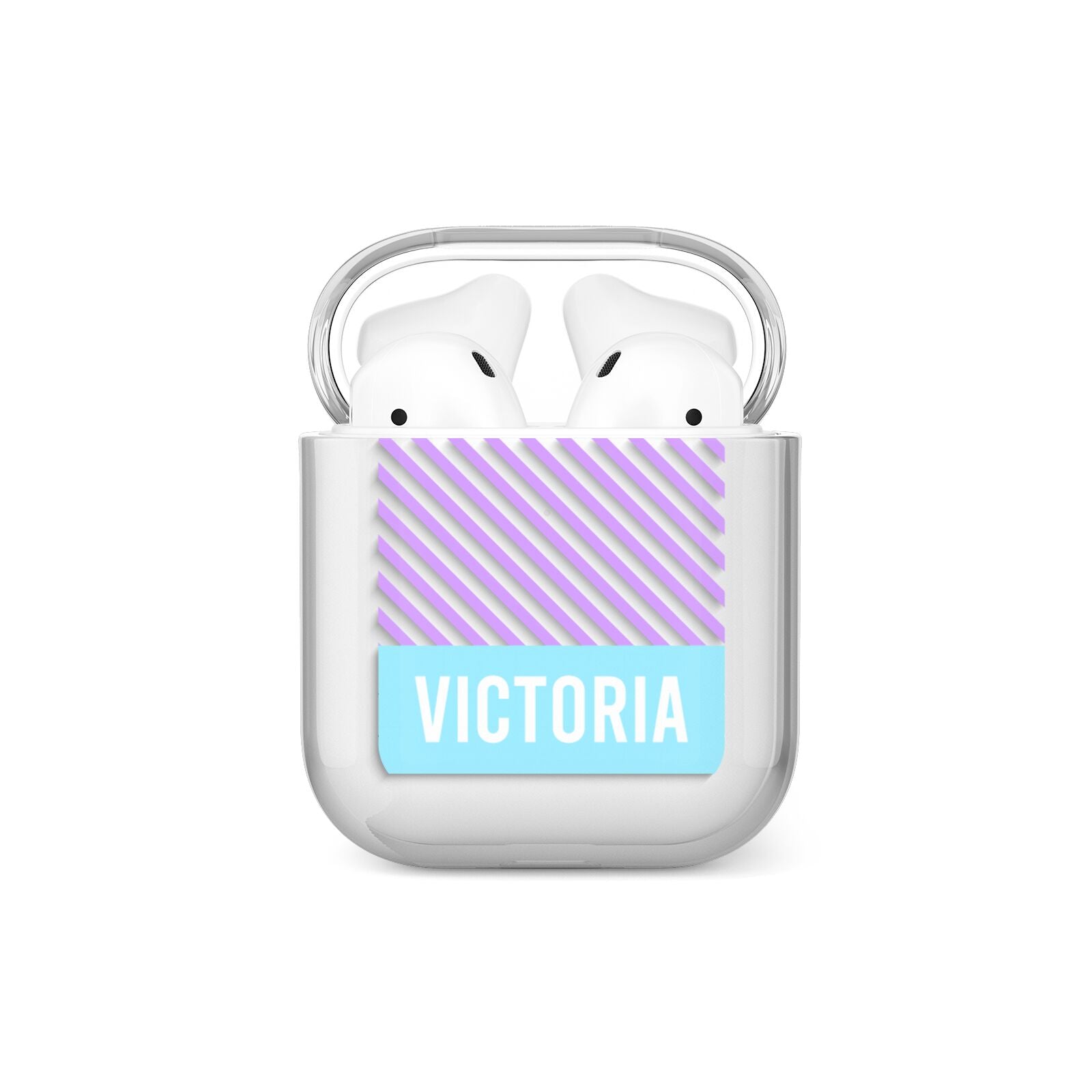Personalised Blue Purple Stripes AirPods Case