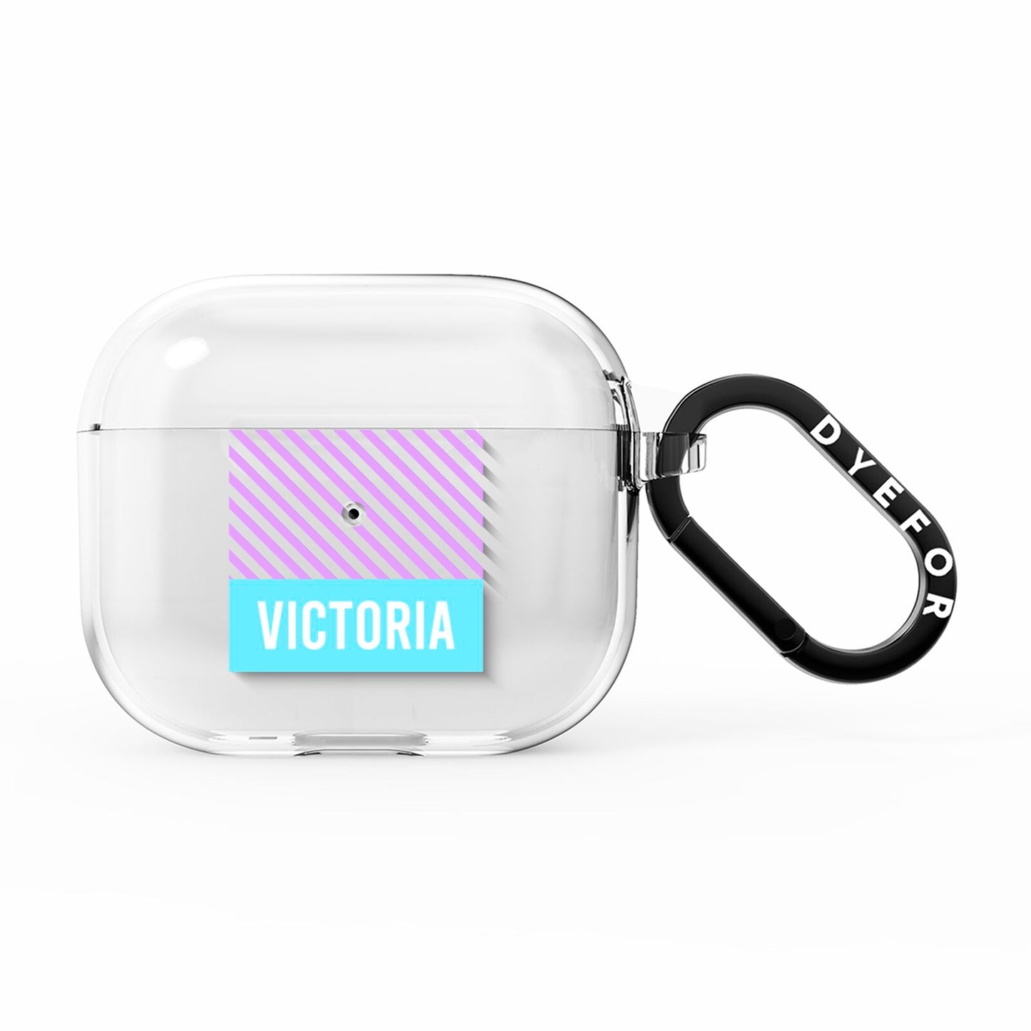 Personalised Blue Purple Stripes AirPods Clear Case 3rd Gen