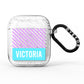 Personalised Blue Purple Stripes AirPods Glitter Case
