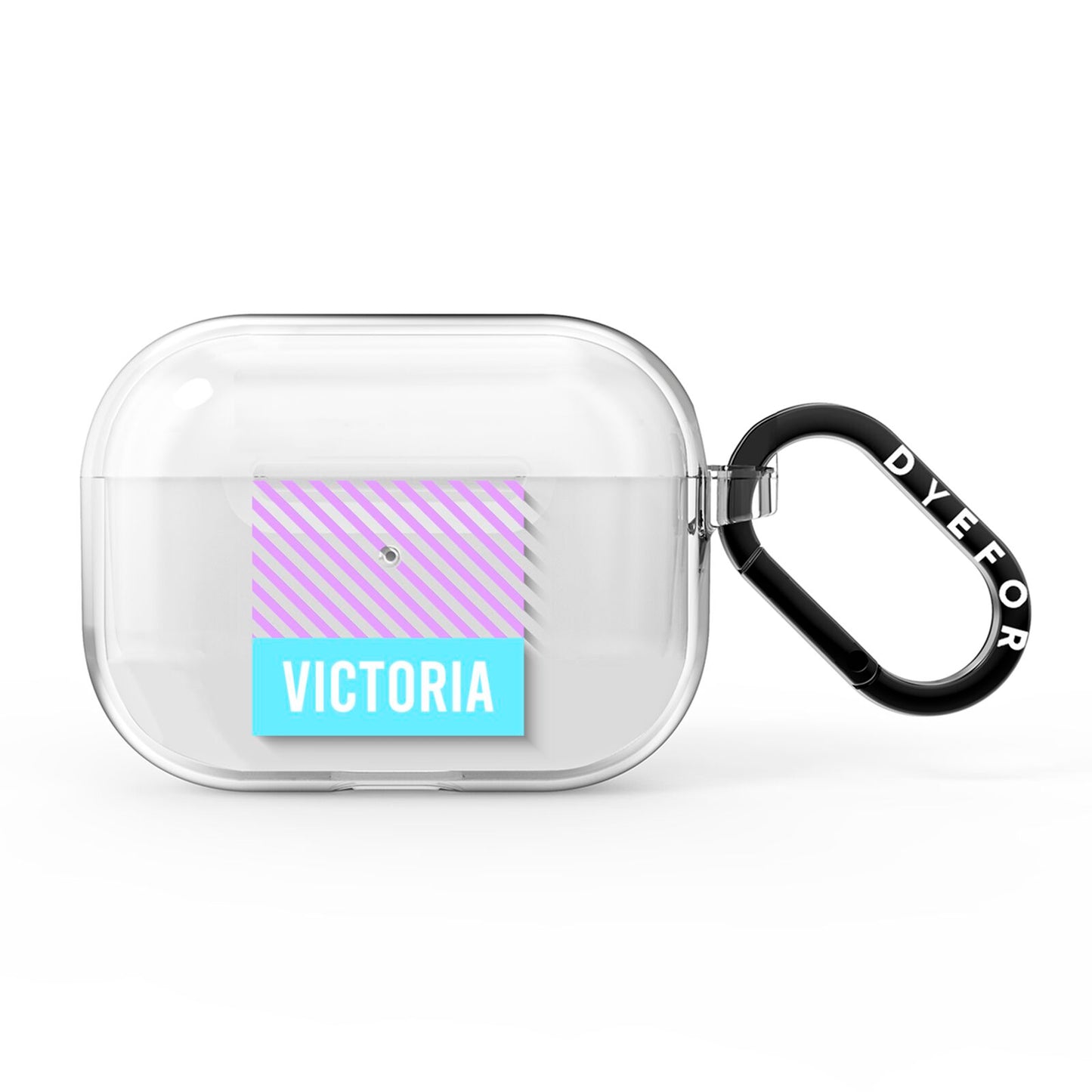 Personalised Blue Purple Stripes AirPods Pro Clear Case