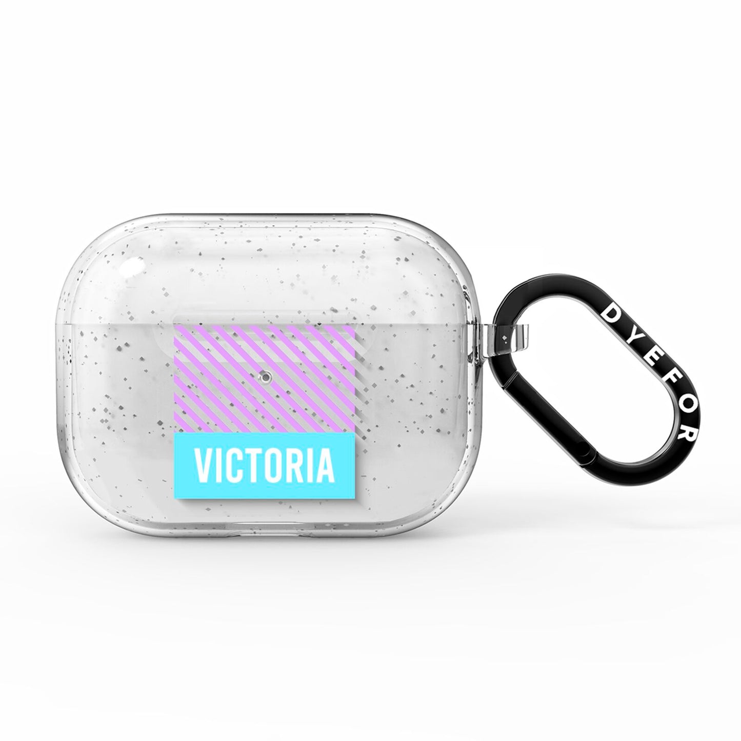 Personalised Blue Purple Stripes AirPods Pro Glitter Case