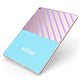 Personalised Blue Purple Stripes Apple iPad Case on Rose Gold iPad Side View