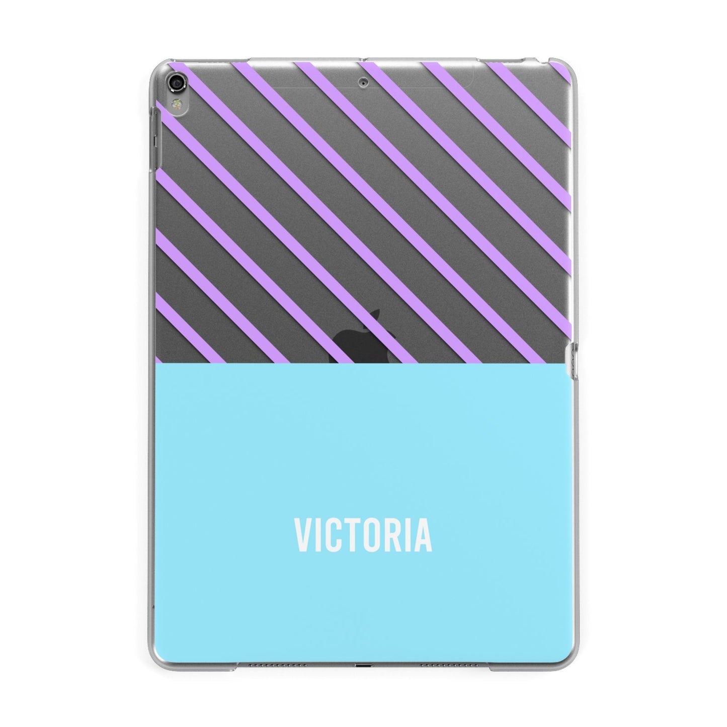 Personalised Blue Purple Stripes Apple iPad Grey Case