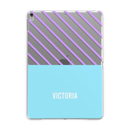 Personalised Blue Purple Stripes Apple iPad Silver Case