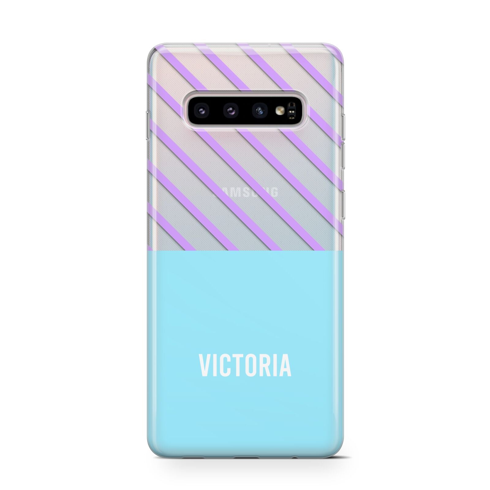 Personalised Blue Purple Stripes Protective Samsung Galaxy Case