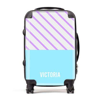 Personalised Blue Purple Stripes Suitcase