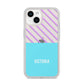 Personalised Blue Purple Stripes iPhone 14 Clear Tough Case Starlight