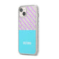 Personalised Blue Purple Stripes iPhone 14 Plus Glitter Tough Case Starlight Angled Image