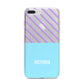 Personalised Blue Purple Stripes iPhone 7 Plus Bumper Case on Silver iPhone