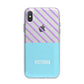 Personalised Blue Purple Stripes iPhone X Bumper Case on Silver iPhone Alternative Image 1