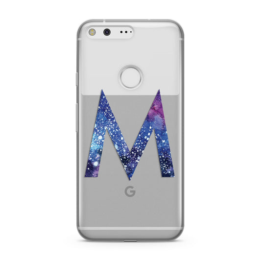 Personalised Blue Space Initial Clear Custom Google Pixel Case