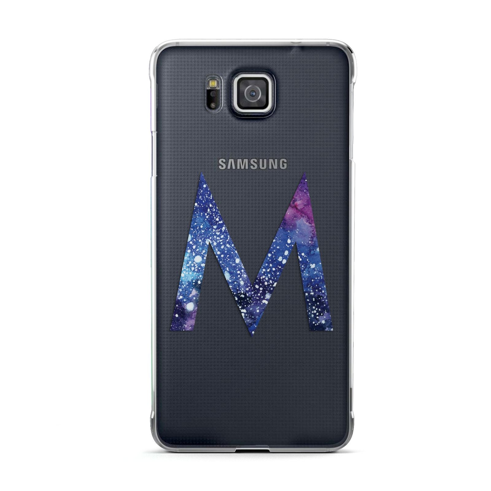 Personalised Blue Space Initial Clear Custom Samsung Galaxy Alpha Case