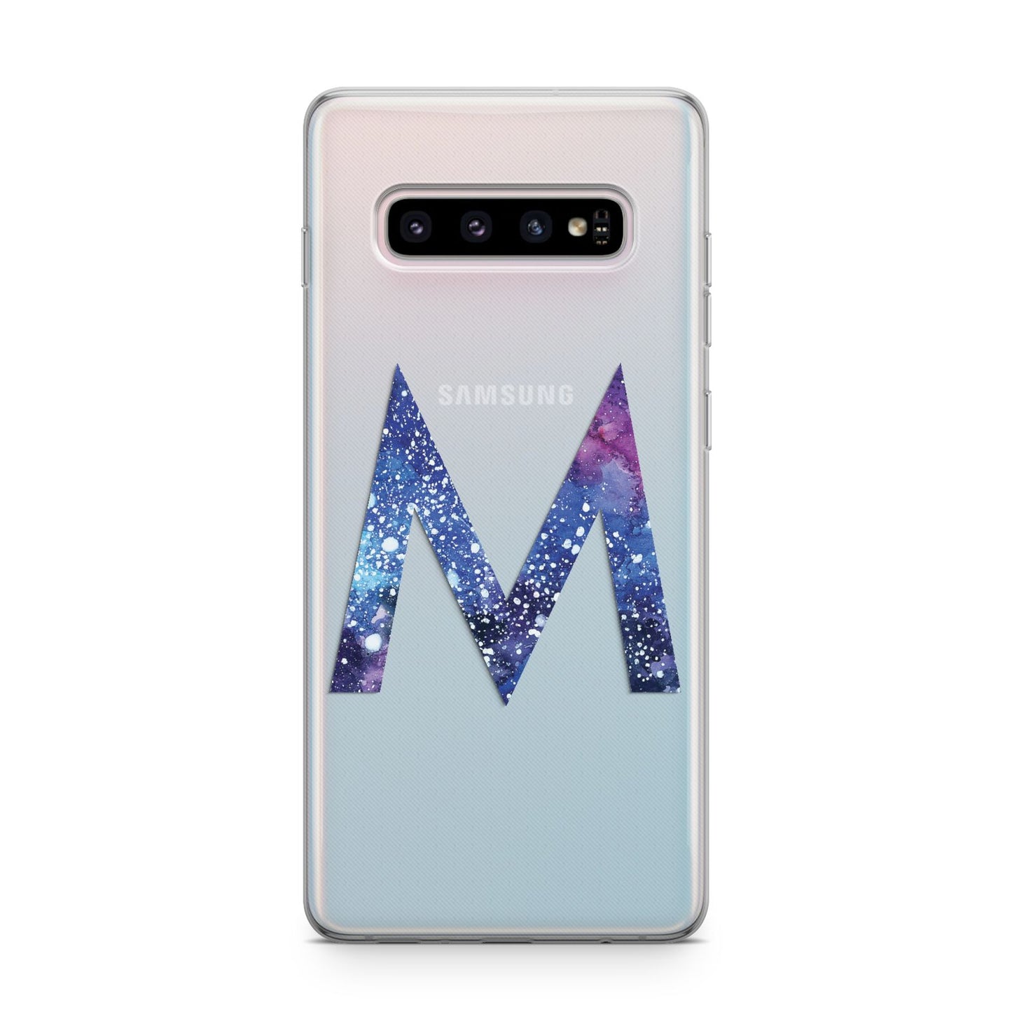 Personalised Blue Space Initial Clear Custom Samsung Galaxy S10 Plus Case