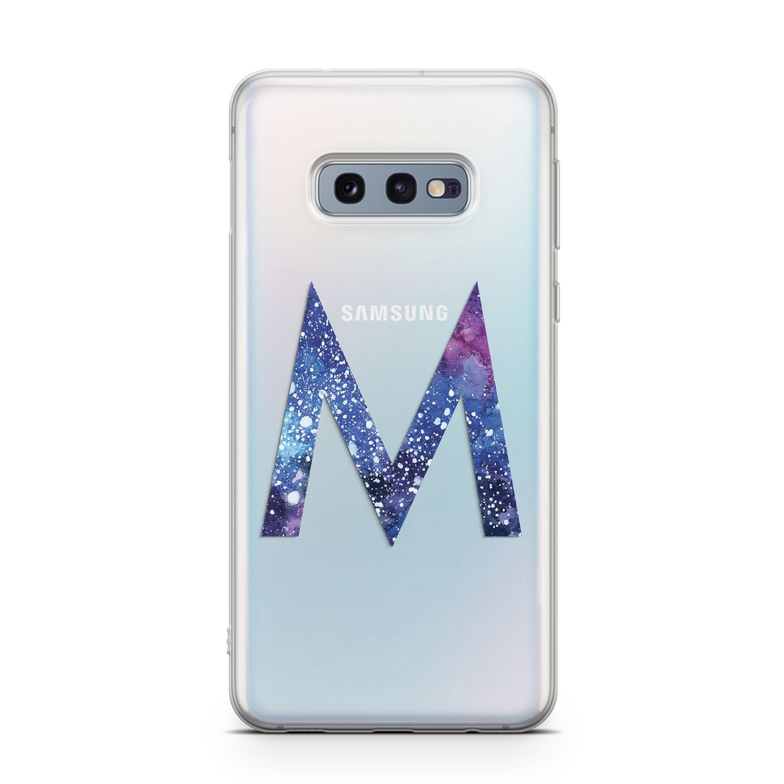Personalised Blue Space Initial Clear Custom Samsung Galaxy S10E Case