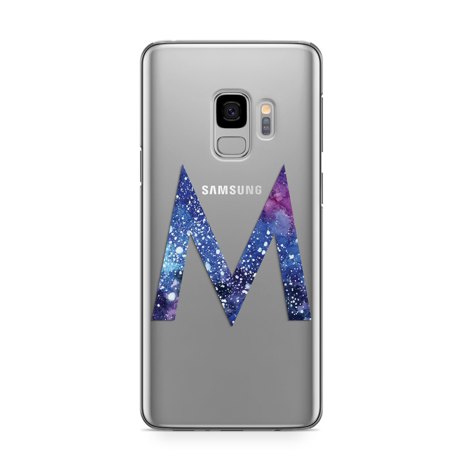 Personalised Blue Space Initial Clear Custom Samsung Galaxy S9 Case