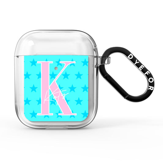 Personalised Blue Stars AirPods Clear Case