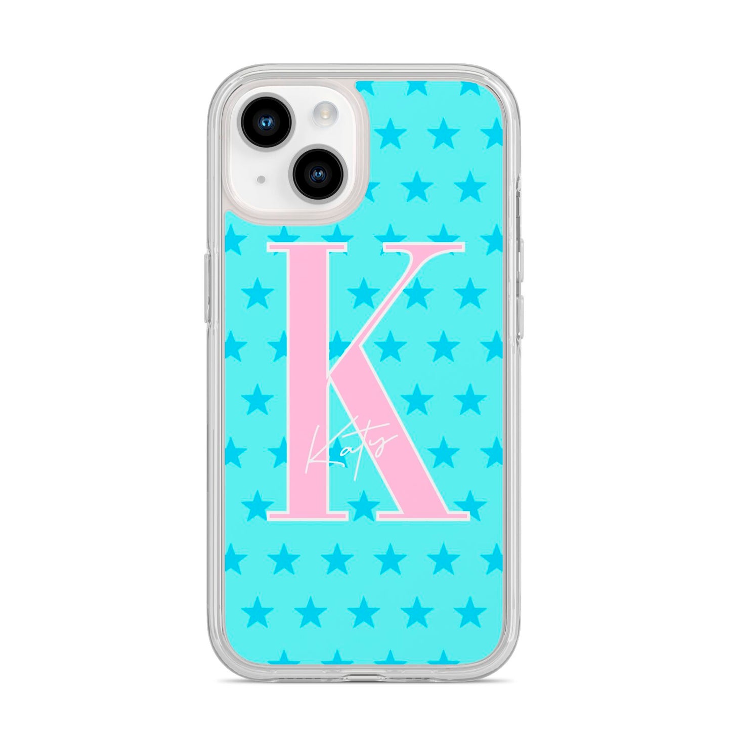 Personalised Blue Stars iPhone 14 Clear Tough Case Starlight