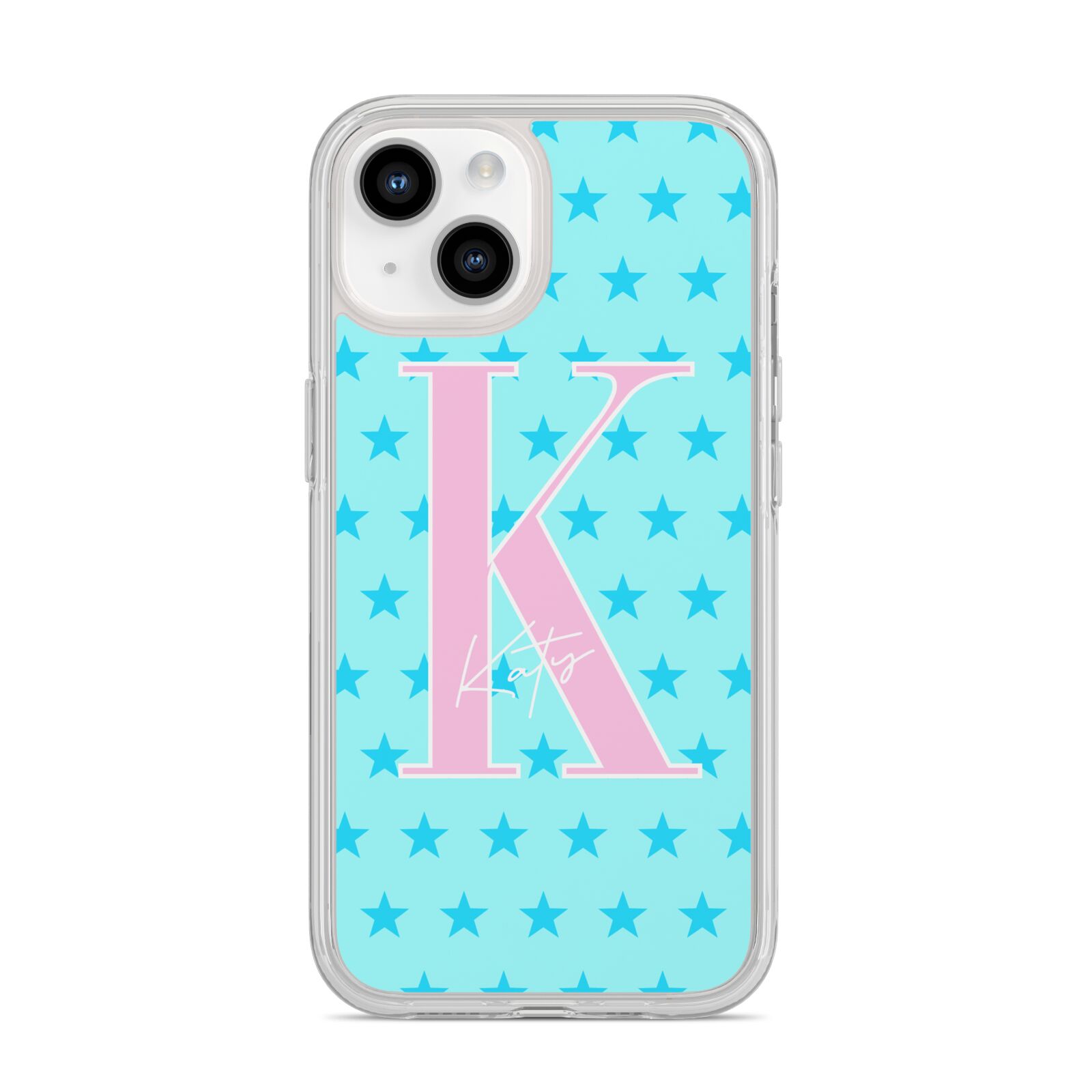 Personalised Blue Stars iPhone 14 Clear Tough Case Starlight