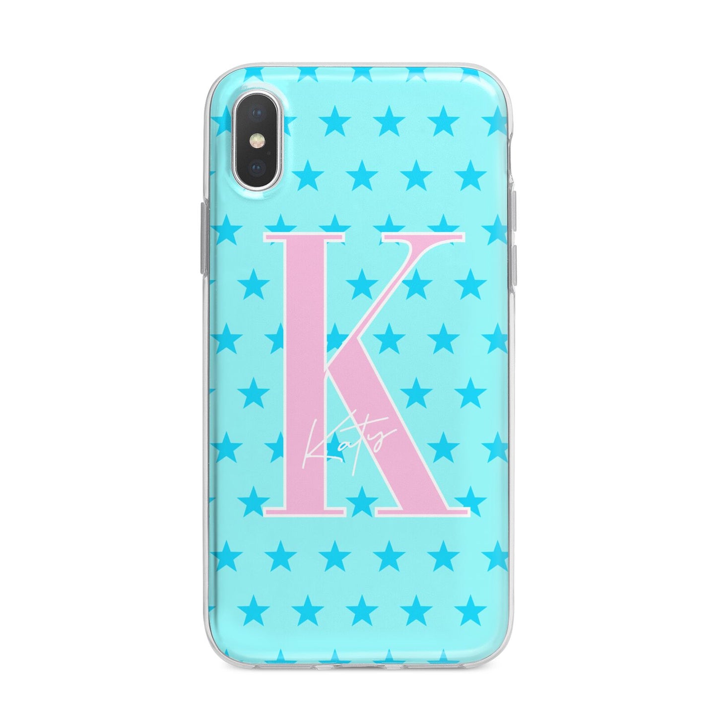 Personalised Blue Stars iPhone X Bumper Case on Silver iPhone Alternative Image 1