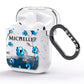 Personalised Blue Watercolour Flowers AirPods Glitter Case Side Image