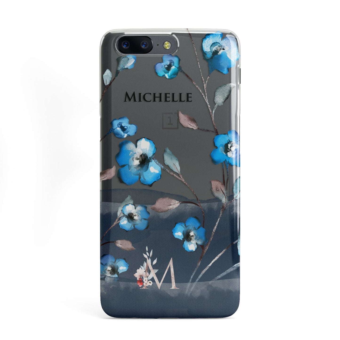 Personalised Blue Watercolour Flowers OnePlus Case