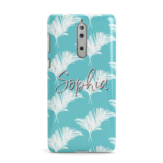 Personalised Blue White Tropical Foliage Nokia Case