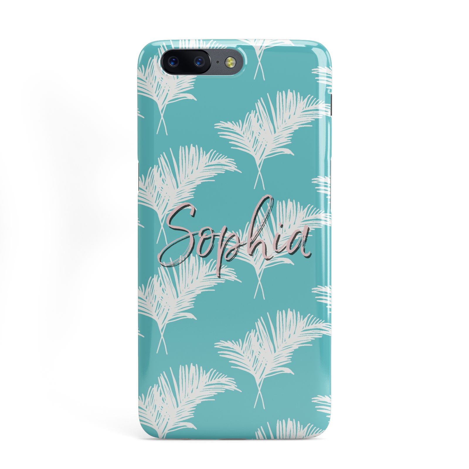 Personalised Blue White Tropical Foliage OnePlus Case