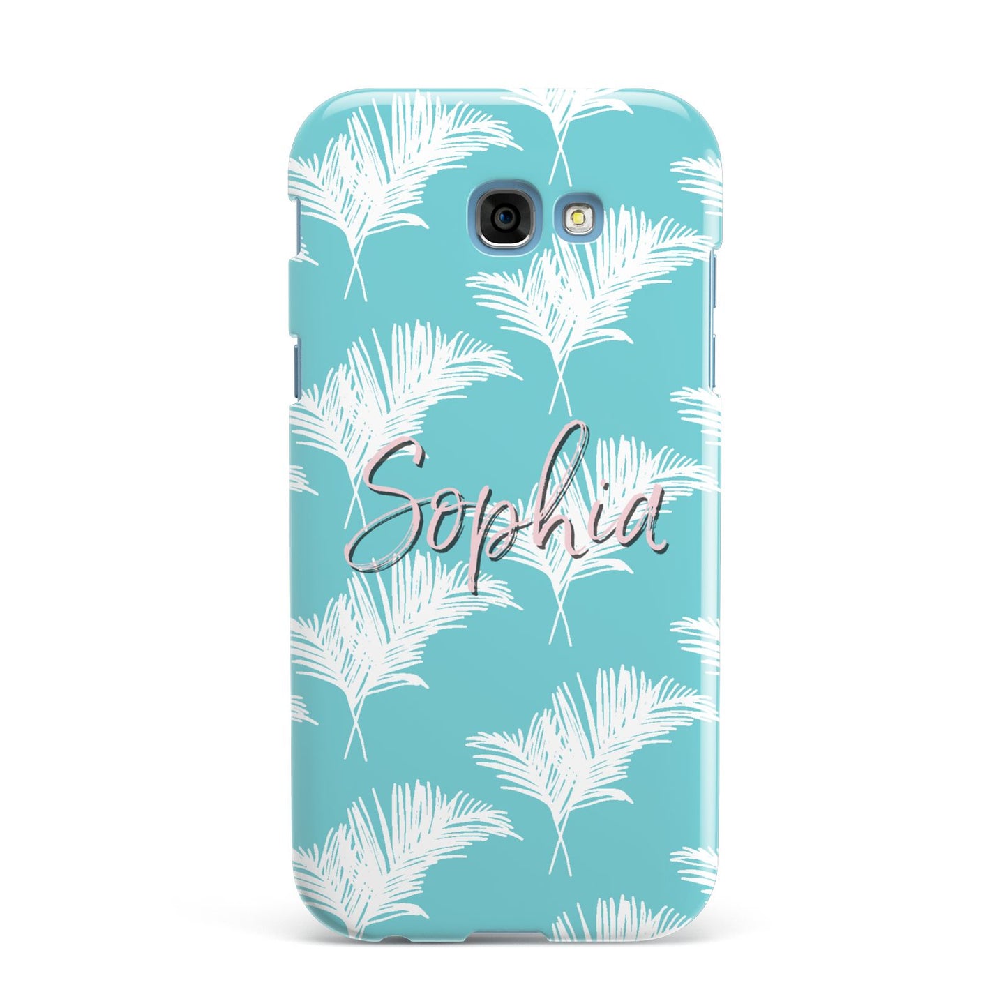 Personalised Blue White Tropical Foliage Samsung Galaxy A7 2017 Case